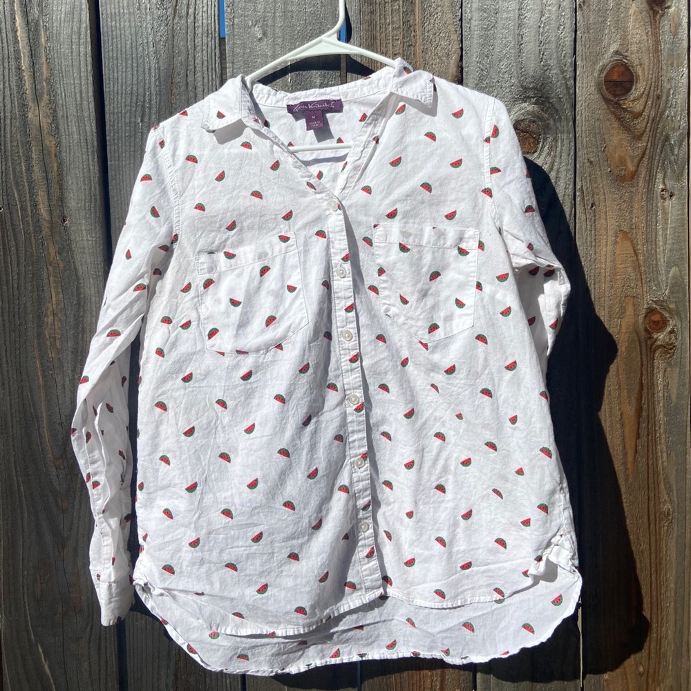 Gloria Vanderbilt watermelon print button down